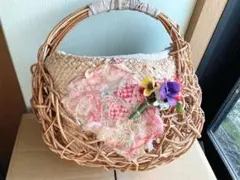 YOSHIKOカゴバッグ　花　リネン　パステル　かごバッグ　アッシュペーフランスのサムネイル