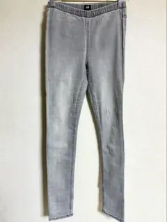 H&M グレーデニム レギンスパンツ スキニー ストレッチ 美脚