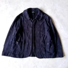 tricot COMME des GARCONS 花柄刺繍ジャケット 紺 S 綿のサムネイル