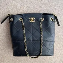 チェーントートバッグ キルティング ショルダーバッグ ブラック