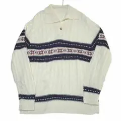 ヴィンテージ ノルディック柄 ニットセーター ウール混 プルオーバー x22
