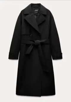 美品　ZARA ネイビー　撥水トレンチコート　ベルテッドのサムネイル