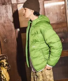 ニコアンド ショート中綿フードブルゾン グリーン M