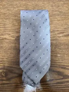 COMME CA ISM グレー ストライプ ドット ネクタイ