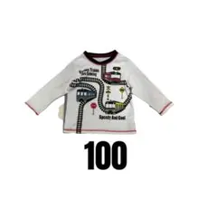 【西松屋】長袖Tシャツ　パジャマ　ルームウェア　電車　踏切　男の子　100のサムネイル