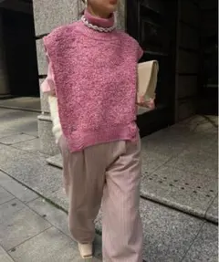 Ameri Vintageピンクニットベスト/シアーシャツシャツ
