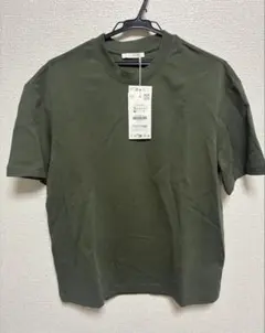 ZARA インターロックTシャツ ダークカーキ S