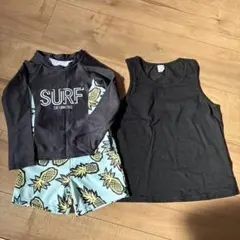 水着セット（ラッシュガード・ショートパンツ）、タンクトップ