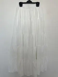 SHEIN ホワイト ティアードロングスカート S