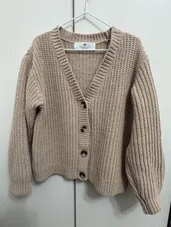 H&M ベージュ Vネック カーディガン 7-8歳用130cm