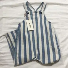 grown Denim Stripe Overalls 3y