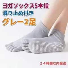 ヨガソックス 5本指 滑り止め グレー2足 ピラティス 22-25.0cm