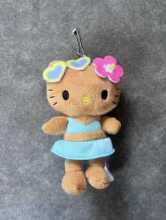 ハローキティ　日焼け　ぬいぐるみキーホルダー