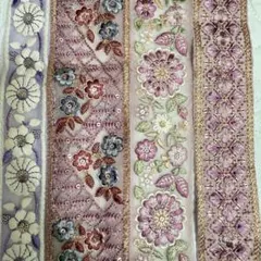 【セール！】インド刺繍リボン50㎝×4本G