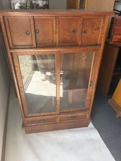 tatu様専用】無印良品 木製キャビネット ガラス扉 オーク材突板 - メルカリ