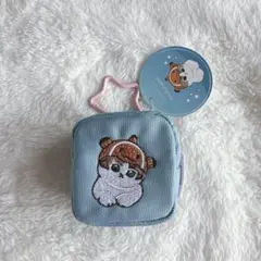 mofusand カラビナつき刺繍スクエアミニポーチ