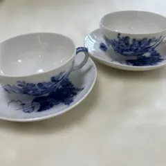 Royal Copenhagen青い花模様 ティーカップ・ソーサー 2個セット