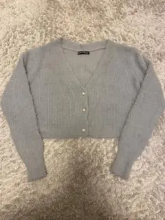グレー Vネック カーディガン