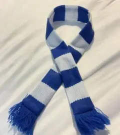 サッカー 応援用 フリンジ付き マフラー ブルー ホワイトのサムネイル