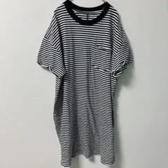 レディース ボーダー 半袖ワンピース 【XL 16-18】白黒