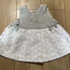 プティマイン ワンピース グレー/ホワイト　80