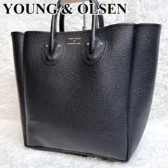 YOUNG&OLSEN レザートートバッグ ブラック 大容量 A4収納可のサムネイル
