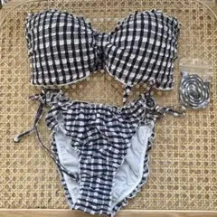 【美品】H&M セパレート水着 ブラックホワイトチェック　ギンガムチェック