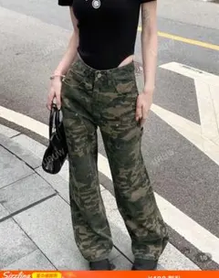 SHEIN迷彩 ワイドレッグ カジュアルパンツ