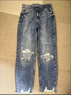 Bershka ダメージ加工 ケミカルウォッシュ デニムパンツ