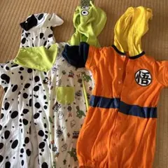 ドラゴンボール風・ダルメシアン柄・リトルグリーンメンのロンパースセット50~60