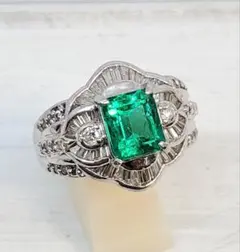 新品大粒ブラジル産 パライバトルマリン0.428ct プラチナ幅広リング 