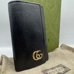 【美品】GUCCI　キーケース　6連 マーモント　GG　レザー　ブラック