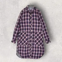 coen/コーエン　長袖チェックシャツ　ロングシャツ　羽織り　トップス　M