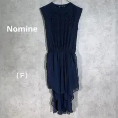 『Nomine』ノミネ（Ｆ）ノースリーブワンピース シースルー ウエストゴム 紺