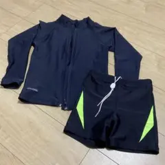 ネイビー 長袖ラッシュガード 付き水着セット 130cm