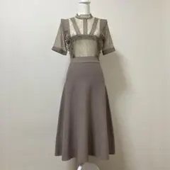 トッコクローゼット　ロングワンピース ドッキング　ニット　レース　秋　可愛い