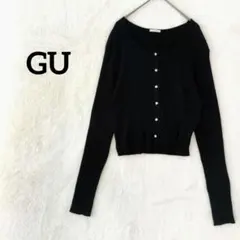 ジーユー GU ニットカーディガン リブ編み ブラック Mサイズ シンプル