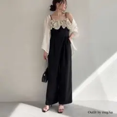 MAISON SPECIAL フラワーモチーフ オールインワン 黒のサムネイル