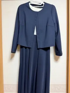 ネイビー ワンピーススーツ ジャケット付き