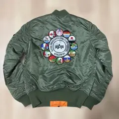 ALPHA MA-1 カーキ　セージグリーン　中綿　ワッペン