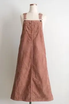 GU ブラウン コーデュロイ コットンサロペット ロング丈