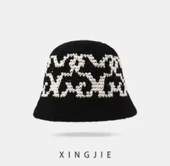 ニット バケハ /バケットハット クラッシャーハット ストリート 冬 帽子 黒