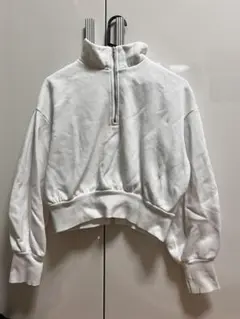 ホワイト ハイネック ジッパートップス