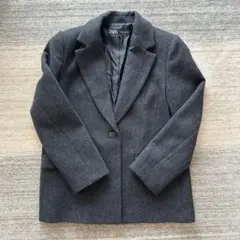 ZARA ヘリンボーンウールブレンド ストレートブレザー
