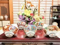 【新品】有田焼 彩有田 金彩 赤絵 飯碗 茶碗5客セット　お正月 来客用 和食器のサムネイル