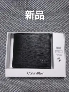 新品 Calvin Klein ワンポイント レザーウォレット 二つ折り財布