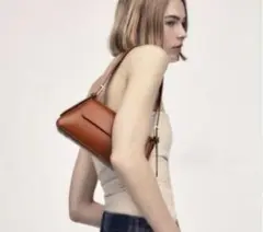ZARA フラップ　ミニマル　ショルダーバッグ　ブラウン