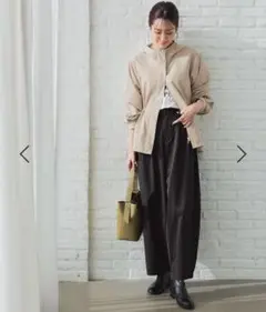 GLOBAL WORK イージーケアチノコクーンワイドパンツ　Lサイズ