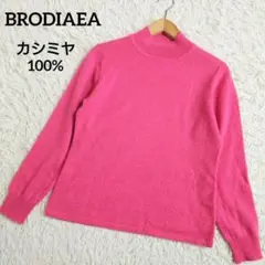 カシミヤ100％　ブローディア　ハイネックセーター　ニット　ピンク　40のサムネイル
