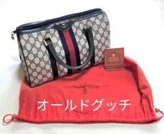 GUCCI オールドグッチミニボストンシェリーラインGG柄ネイビー/保存袋しおりのサムネイル